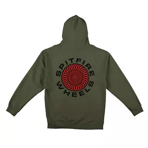 Spitfire Wheels Hoody Classic 87 Swirl Fill Zip Army/Black/Red - Picture 1 of 2