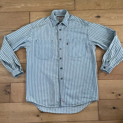 Vintage Levi’s Striped Denim Shirt Men’s Small Blue Jean Button Up 90s Western - Image 1 of 4