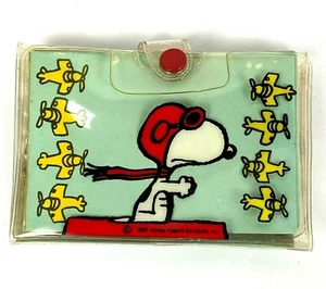 1965 Peanuts Clear Wallet Snoopy & Woodstock Red Baron Card Holder 1965 VTG - Picture 1 of 9
