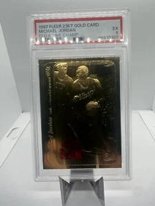 1997 FLEER 23KT GOLD MICHEAL JORDAN 6 TIME CHAMPION PSA 5 /4525 - Picture 1 of 6