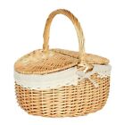 Picnic Basket Rattan Picnic Basket with Lid Food Storage Container for Spring Pi