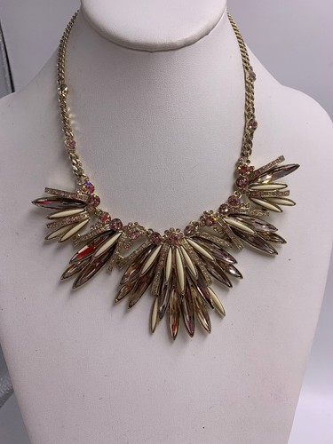 Collana Givenchy $225 tono oro cristallo dichiarazione 16 più 3" 200b