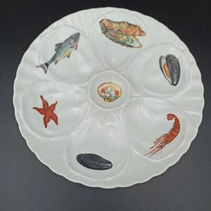 ANTIQUE MAJOLICA OYSTER PLATE IN PORCELAIN PILLIVUYT n°4 - Picture 1 of 16