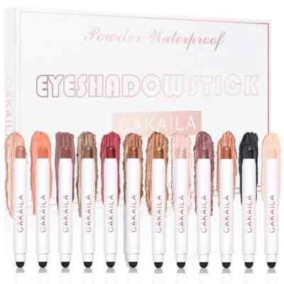 12 Color/Set Eye Shadow Stick Palette Double-Head Glitter Sequins Eyeshadow Pen - Image 1 of 4