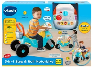 NEW VTech 3-in-1 Step & Roll Motorbike™ Push & Pedal Ride-Ons Baby&Toddler Toy - Picture 1 of 6