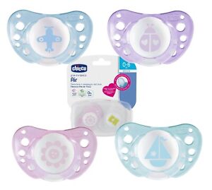 CHICCO Physio Soft AIR Silikon 2 smoczki Sosna Kształt Chłopiec lub Dziewczyna 0-6M 