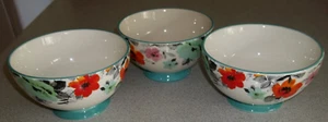 The Pioneer Woman Set of 3 Footed Soup Cereal Bowl Floral Poppy 6.25" Stoneware - Picture 1 of 8