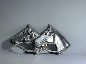 Vintage Signed TM-01 Taxco Mexico 2 Horses Heads Sterling Silver Brooch Pin - Picture 1 of 4