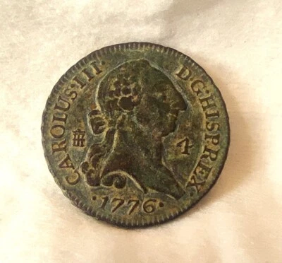 1776 Carolus III 4 Maravedis  Spanish colonial era Segovia mint Key date 5,05 gr - Image 1 of 4