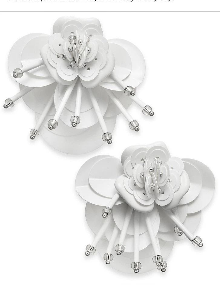 Kate Spade Silver Vibrant Life White Multi Sequin Flower Stud Earrings Wbruh369