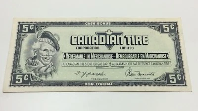 1974 Canadian Tire 5 Cents Uncirculated Banknote CTC Gas Bar Cash Bonus D190 - Image 1 of 4
