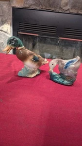 Par de estatuillas de cerámica Royal Copley jardinera de pato mallardo decoración de cabina de colección - Imagen 1 de 9