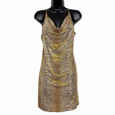 MINIVESTIDO VINTAGE AÑOS 90 Y2K LENTEJUELAS BODYCON ANIMAL ESTAMPADO TIGRE CAPUCHA CUELLO GLAMOUR TALLA L Foto 1 de 4