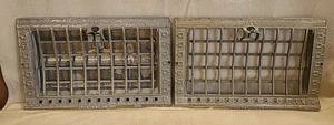Coppia di antiche prese d'aria registratore di calore da parete in ghisa - GEM 15,25 x 10 (1 con ammortizzatore) - Foto 1 di 12