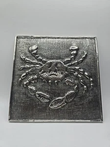 stainless pewter silver blue crab tile 8x8 metal by Linda Paul - Picture 1 of 12