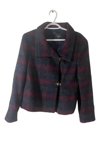 Talbots Plaid Fuzzy Wool Buckle Front Coat Size 16 Petite NEW Collar Classic - Picture 1 of 7