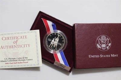 🧭 🇺🇸 USA 1995 BASKETBALL HALF DOLLAR PROOF BOX + COA B84 #540 - Image 1 of 4