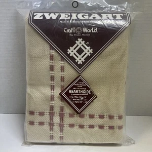 Vtg Zweigart Hearthside Afghan Cross Stitch Fabric 55”x48” Beige/Pink 14 CT NEW - Picture 1 of 7