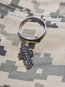 Geschichte UKRAINE 2022 Soldatenamulett SILBER Ringkreuz Herr hilf mir im Krieg. - Bild 1 von 4