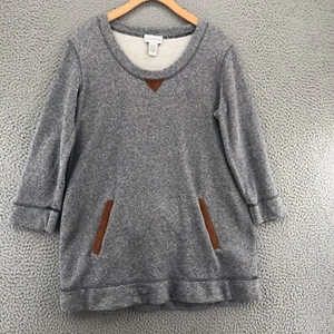 Sudadera Pullover Soft Surroundings Mujer Extra Pequeña Fin de Semana Gris Bolsillos - Imagen 1 de 11