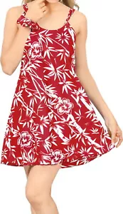 LA LEELA Women's Mini Beach Dress Comfy Swing Tunic T-Shirt Dress XXL Red_Z36 - Picture 1 of 3