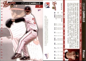 Cesar Carrillo 2007 MultiAd Portland Beavers #4 RC Card *AutographDen*