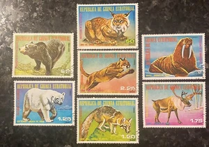 A6 Equatorian Guinea Set of 6 wild animals CTO lovely set Bears Wildcats Deer - Imagen 1 de 1