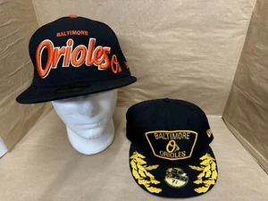 New Era 59fifty 7 1/2 7 3/8 Vintage Lot Of 2 Baltimore Oriels Scrambled Military - Picture 1 of 8