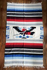 Vintage Authentic Mexican Mexico Eagle Serpent Woven Wool 77x45 Large Blanket