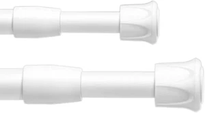 2 Pack Adjustable Spring Tension Curtain Rod for Cupboard Bars, White Extendable - Picture 1 of 12