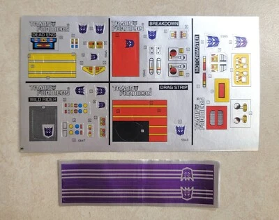 TRANSFORMERS G1 MENASOR STICKER SHEET RARE! DECEPTICON STUNTICONS DECALS LABELS - Image 1 of 2