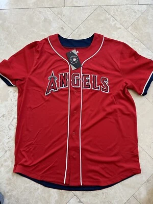 Majestic Los Angeles Anaheim Angels MLB Camiseta Roja Para Hombre XL Botón Foto 1 de 4