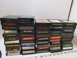 HUGE LOT OF 47 OLD VINTAGE ATARI VIDEO GAMES TESTED WORKING STAR WARS RIVER RAID - Picture 1 of 4