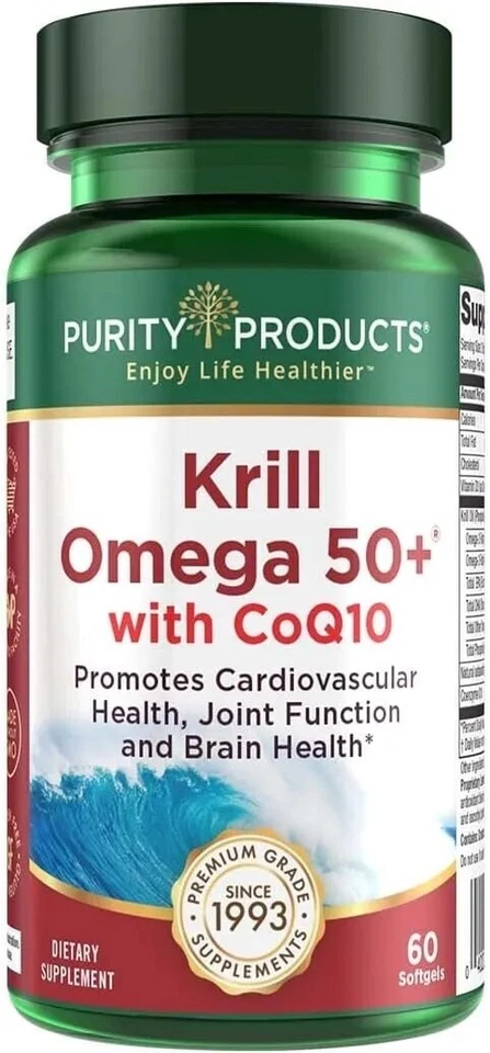 Purity Products - Krill Omega 50 With Coq10 60 Dietary Supplement Softgels 040232390326