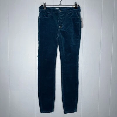 Pantalones de pana ajustados de tiro alto Anthropologie para mujer verde azulado talla 25 nuevos con etiquetas Foto 1 de 4