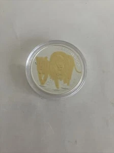 2016 Congo African Lion Silver 1 Oz. Coin 5000 Francs Gold Gilted In Capsule. - Picture 1 of 4