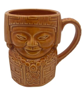 Vintage Tiki Mug Ceramic Brown Glossy Made In Japan - Picture 1 of 6