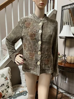 Chaqueta Alex Kim Vintage Terciopelo y Bordado Adornada Usable Arte Forrada PS Foto 1 de 4