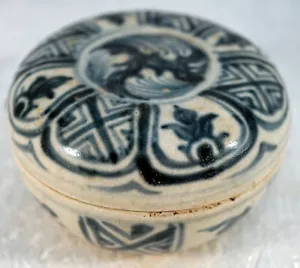 Blue & White Glaze Lidded Pottery Box Vietnam R&V Tregasksi Oriental Art $480 - Picture 1 of 11