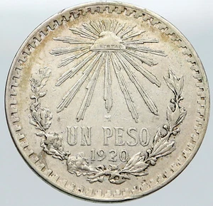 1920 MEXICO Eagle Liberty Cap Large Vintage OLD Silver Peso Mexican Coin i87581 - Picture 1 of 3