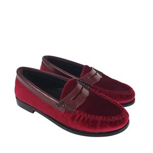 G.H. Bass Weejuns Damen Whitney Halbschuhe Größe 5M rot Samt Slipper Penny - Bild 1 von 10