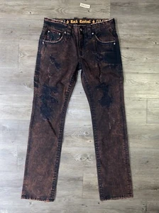 Rock Revival “Jerald” Slim Straight Stretch Burgundy Jeans Men Sz 32x32 New - Picture 1 of 11
