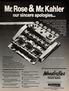 vtg 80s WASHBURN WONDERBAR MAGAZINE PRINT AD Vibrato Tremolo Whammy Pinup Page - Picture 1 of 1