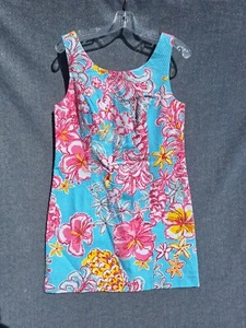NWT Lilly Pulitzer Dress Womens SZ 10 Cathy Shift Breakwater Blue Lolita Floral - Picture 1 of 10