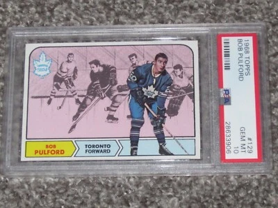 1968-69 Topps Hockey #129 Bob Pulford Hall Of Fame PSA 10 Gem Mint POP 3 - Image 1 of 2
