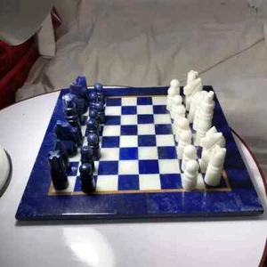 "Luxury Lapis Lazuli Chess Set – Handmade, Perfect Valentine’s Gift for Her!" - Picture 1 of 11