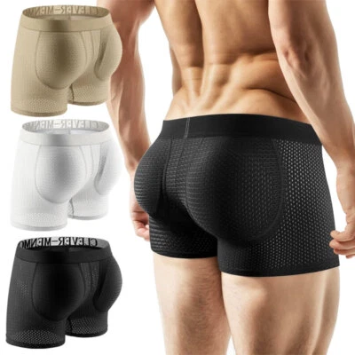 Padded Underwear for Men Briefs Boxers Butt Boost Hip Enhancer 2 Detachable Pads - Image 1 of 4