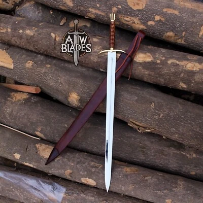 Hand Forged High Carbon Steel Battle Ready Sword Viking Sword Medieval Scabbard  - Image 1 of 4