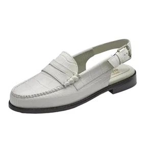 Mocasines GH Bass Whitney Croco de cuero en relieve blancos talla 8 1/2 para mujer - Imagen 1 de 5