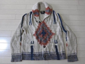 Used RRL Cardigan Sweater Linen Knit Tops Mens Size M Indian Very Rare - Picture 1 of 4